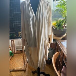 Butter Yellow 100% Rayon Vintage 80’s Lagenlook Open Front Cardigan Tunic